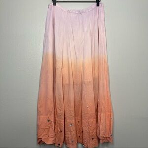Vintage‎ y2k Skirt Large Ombre Pink Orange Mirror Sequins Tiered Maxi Fairy